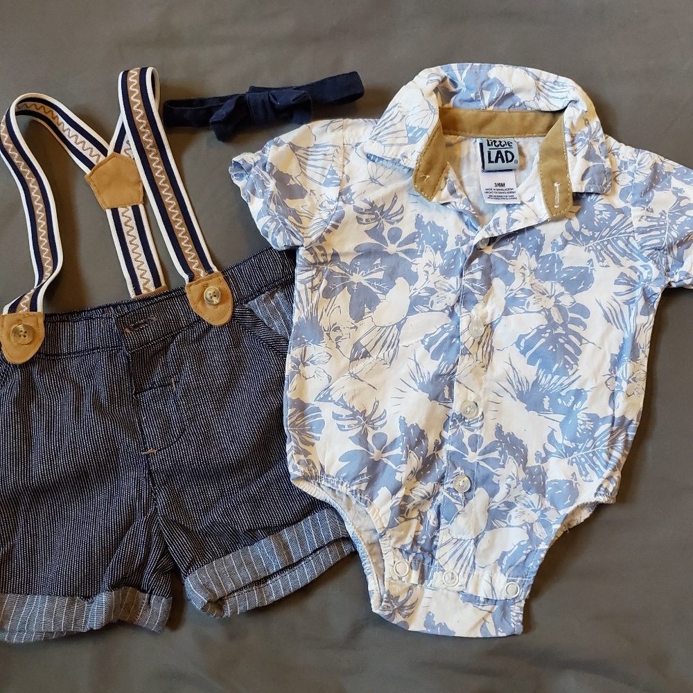 Baby boy suspender outfit